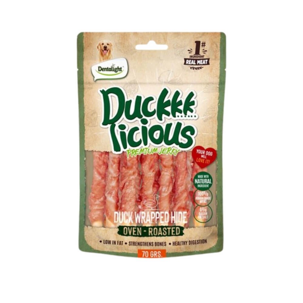 Dentalight Duckkk Licious Kurutulmuş Ördekli Deri Sarma Köpek Ödül Maması 70gr