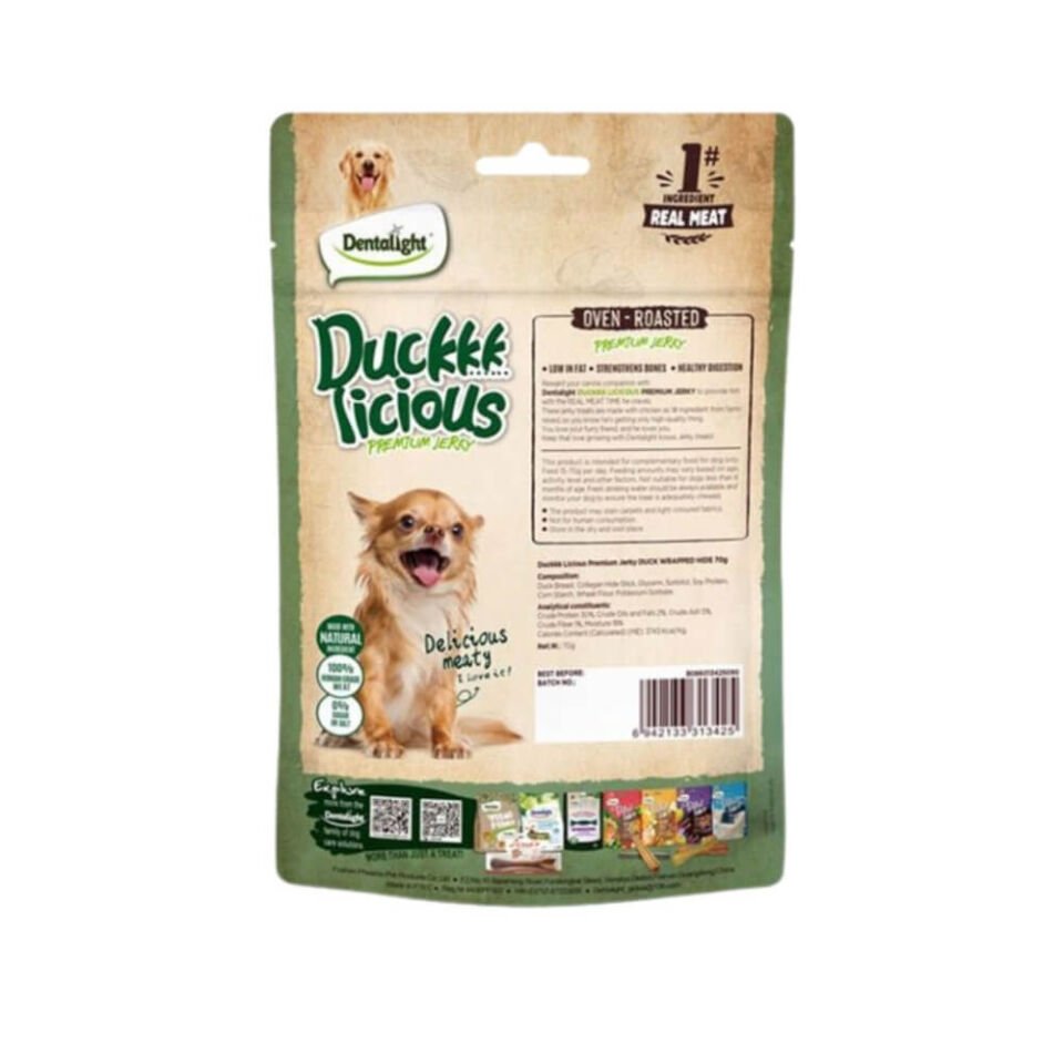 Dentalight Duckkk Licious Kurutulmuş Ördekli Deri Sarma Köpek Ödül Maması 70gr