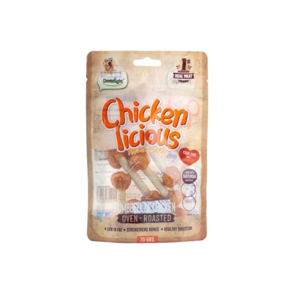Dentalight Chicken Licious Kurutulmuş Tavuklu Dambıl Köpek Ödül Maması 70gr