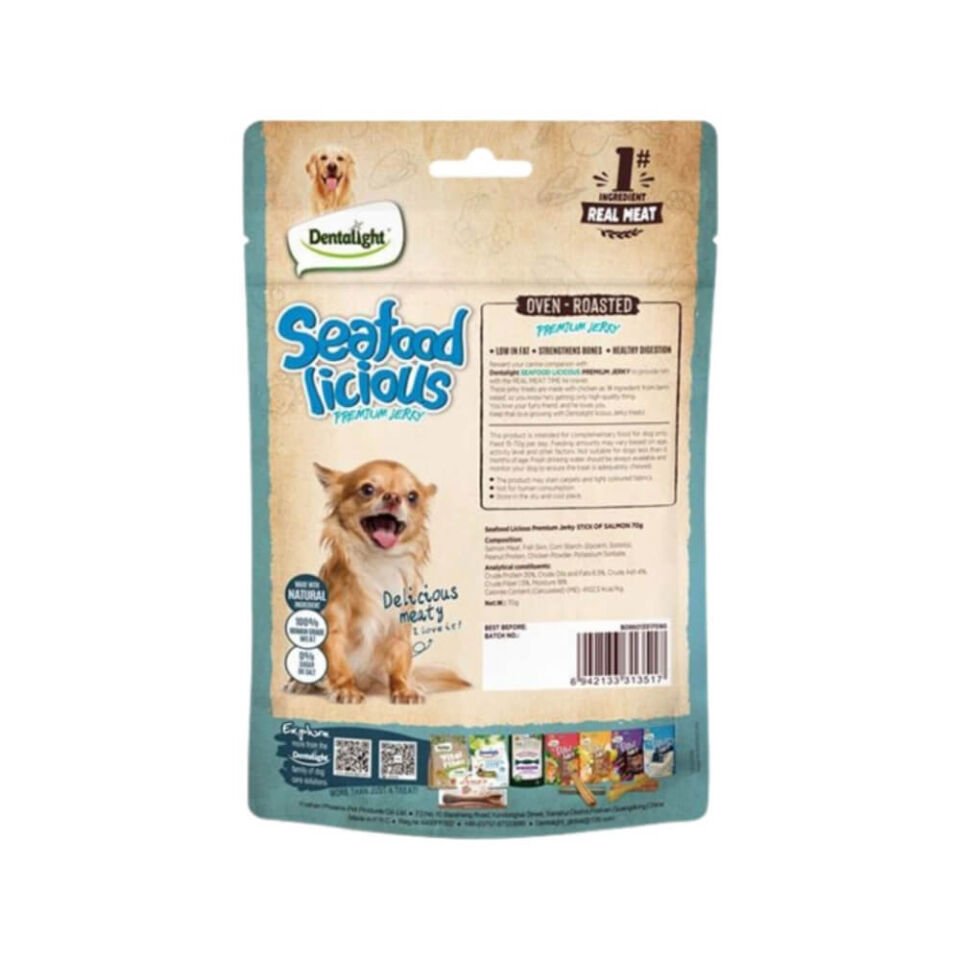 Dentalight Seafood Licious Kurutulmuş Somonlu Çubuk Köpek Ödül Maması 70gr