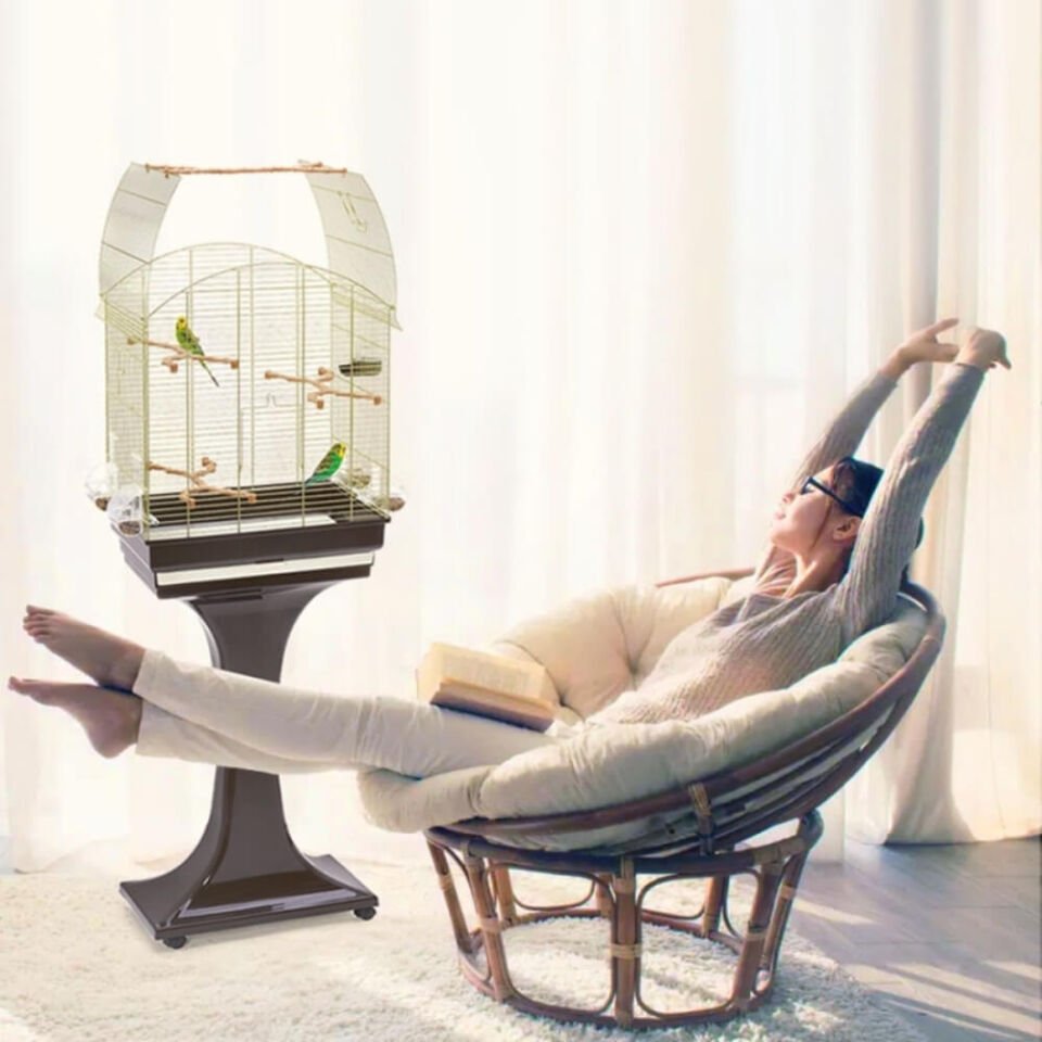 Imac Agata Delux Ayaklı Üstü Açılır Kuş Kafesi Mavi/mor 58x33x62,5cm