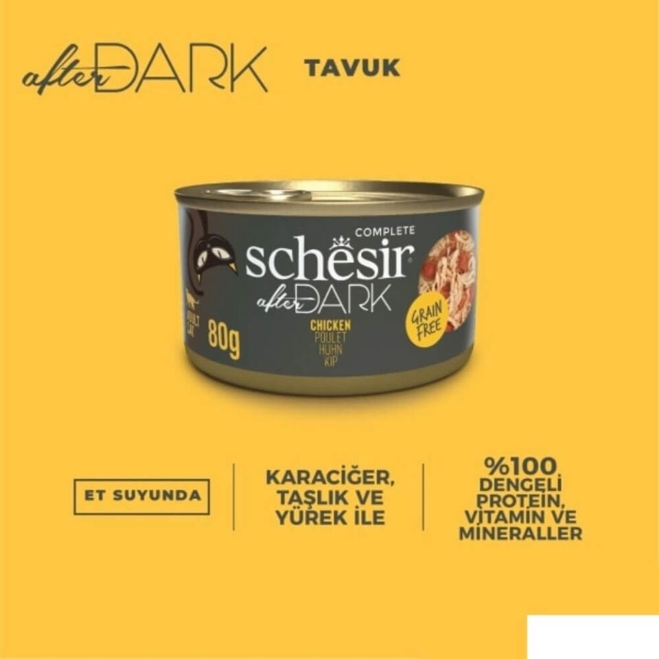 Schesir After Dark Sos İçinde Tavuklu Tahılsız Yetişkin Kedi Konservesi 80gr
