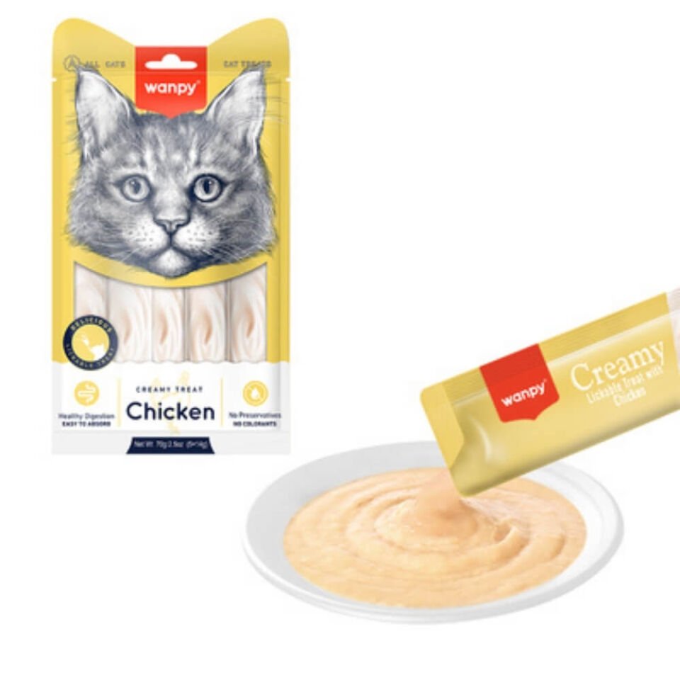 Wanpy Tavuklu Sindirim Sistemi Destekleyici Krema Kedi Ödül Maması 14gr (5'li)