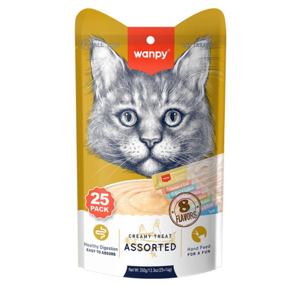 Wanpy Krema Kedi Ödül Maması 14gr (25 Adet) (Karışık Çeşitli)