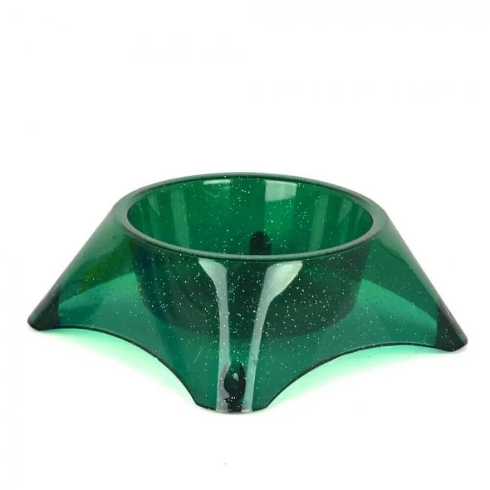 Flip Yuvarlak Mama Kabı Simli Yeşil