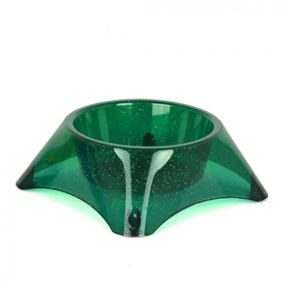 Flip Yuvarlak Mama Kabı Simli Yeşil