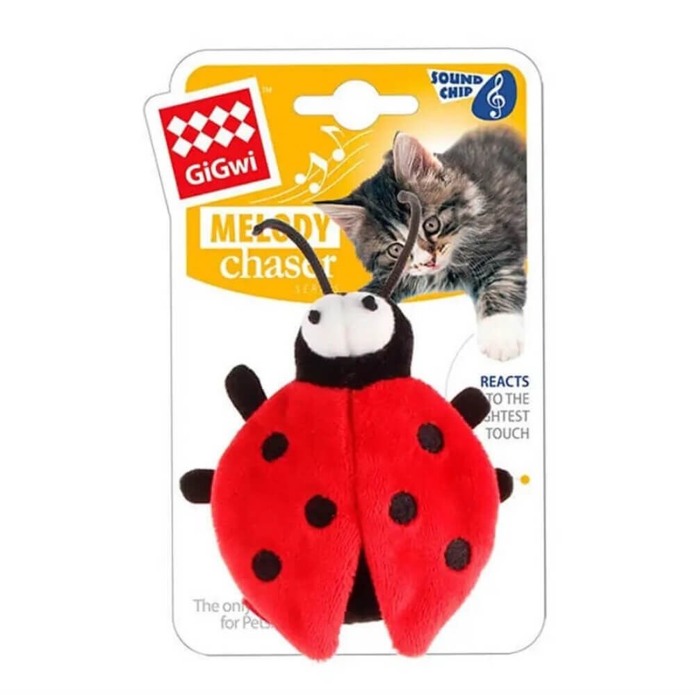 GiGwi Melody Chaser Peluş Uğur Böceği Sesli Kedi Oyuncağı 9cm