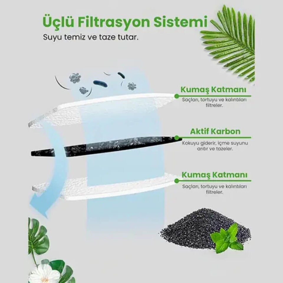 Electron Çelik Kedi Köpek Otomatik Tekli Su Pınarı 3,2Lt