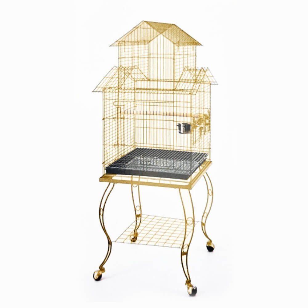 EuroGold Sehpalı Papağan Kafesi Gold (51 x 51 x 139)