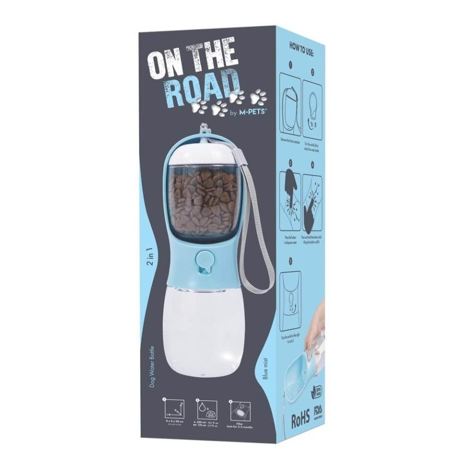 M-PETS On The Road 2in1 Köpek Seyahat Suluğu 300 Ml Blue