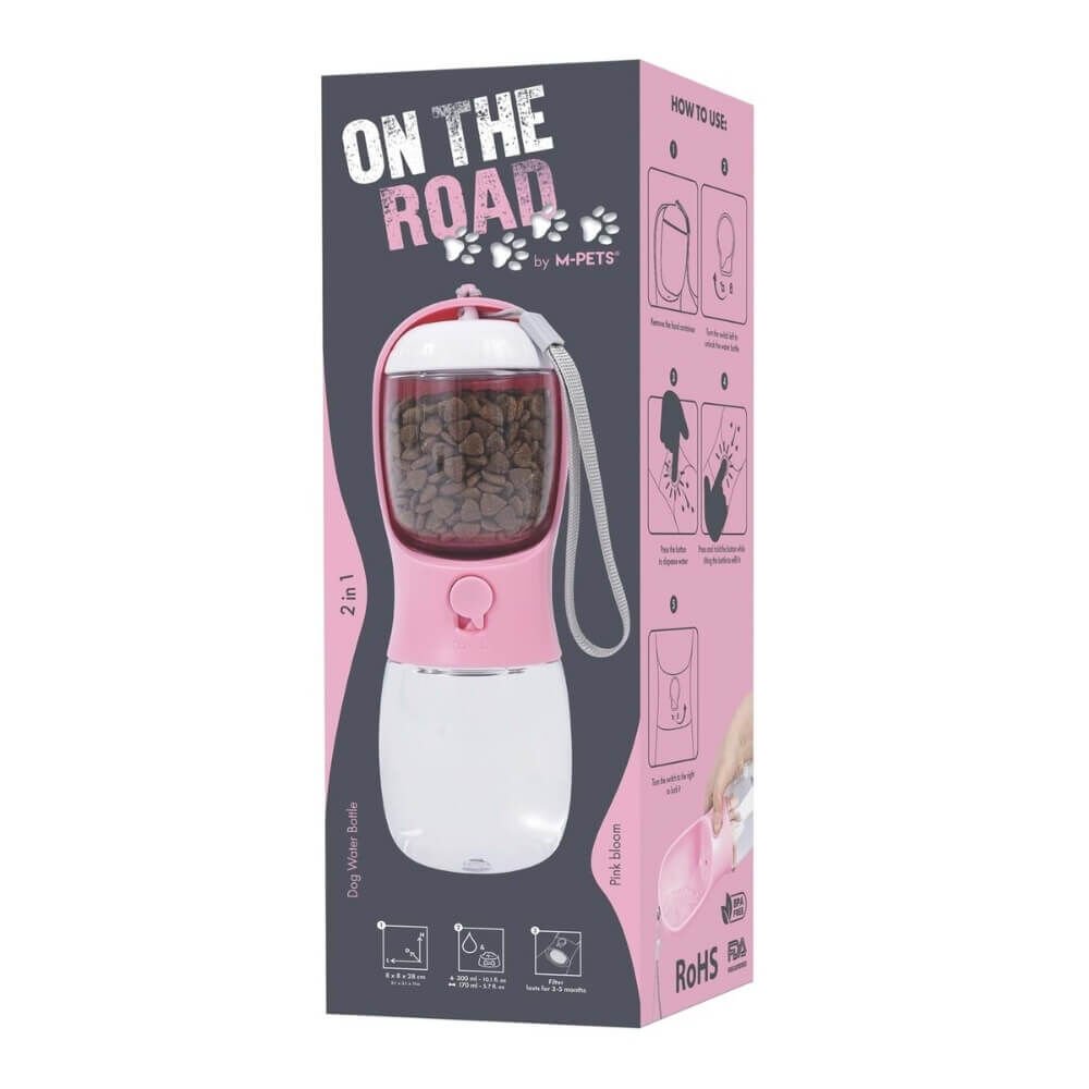 M-PETS On The Road 2in1 Köpek Seyahat Suluğu 300 Ml Pink