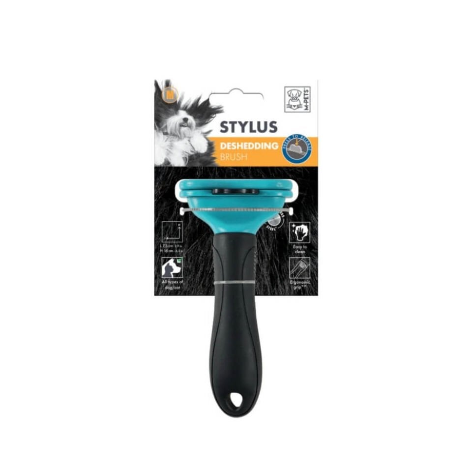 M-Pets Stylus Tüy Alıcı Otomatik Temizlenen Tuşlu Tarak 7,5x16cm [M]