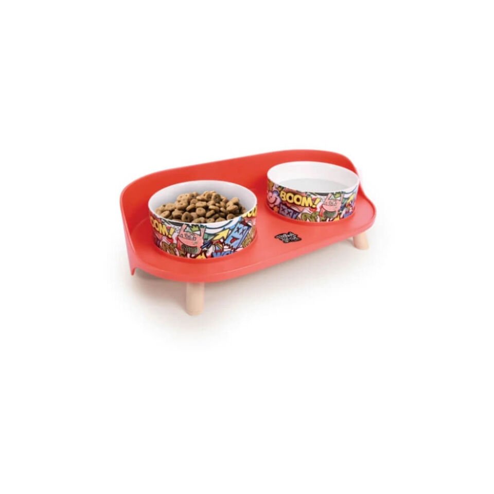 M-Pets Altitude Urban Style Standlı Mama ve Su Kabı 450ml (Kırmızı)