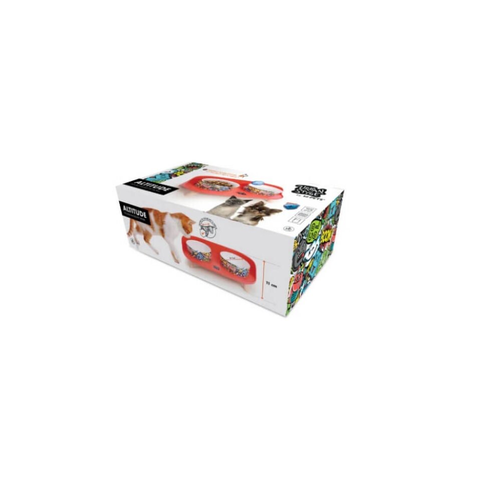M-Pets Altitude Urban Style Standlı Mama ve Su Kabı 450ml (Kırmızı)