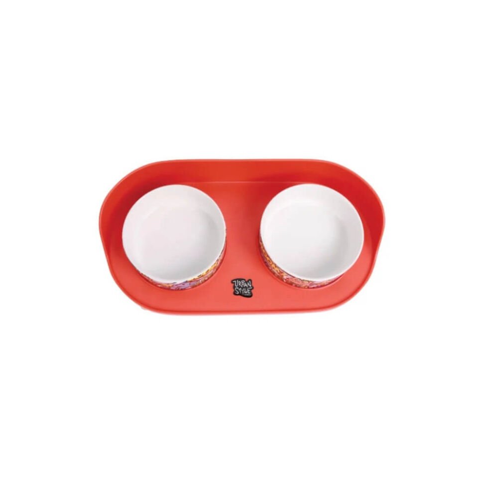 M-Pets Altitude Urban Style Standlı Mama ve Su Kabı 450ml (Kırmızı)