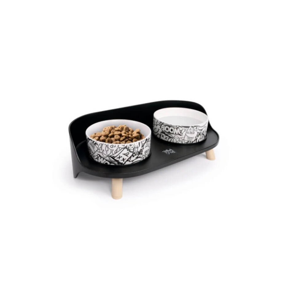 M-Pets Altitude Urban Style Standlı Mama ve Su Kabı 450ml (Siyah)