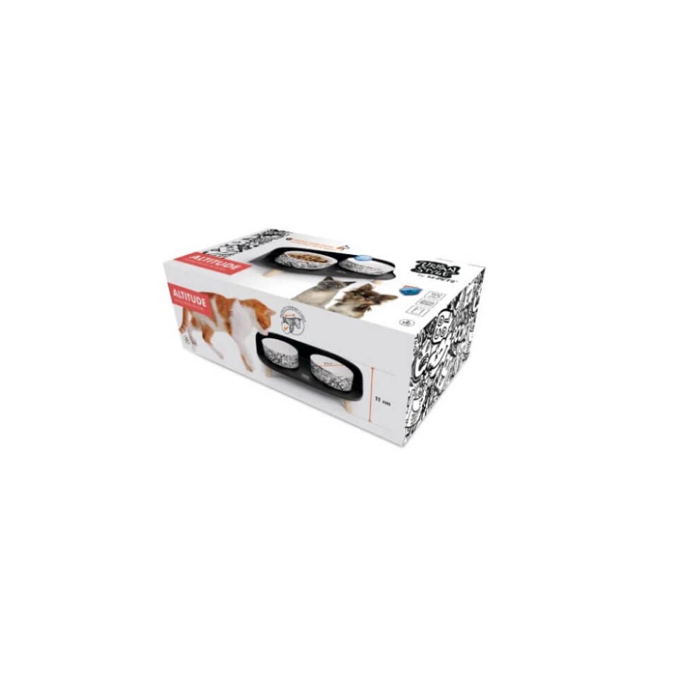 M-Pets Altitude Urban Style Standlı Mama ve Su Kabı 450ml (Siyah)
