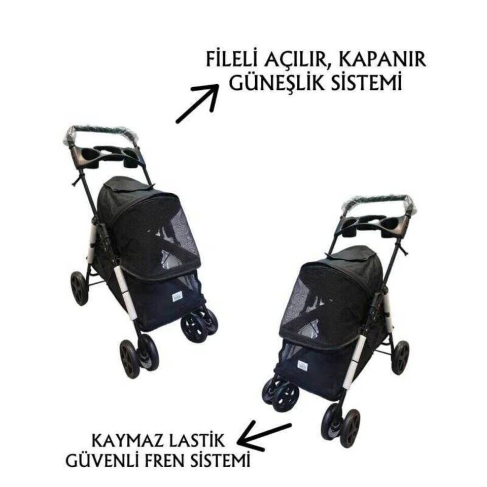 Tommt Evcil Hayvan Arabası 85x46x91,5cm Siyah Max 15kg Taşır
