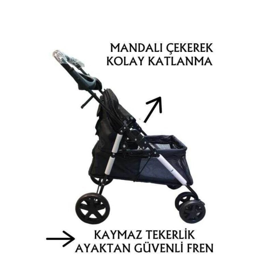 Tommt Evcil Hayvan Arabası 85x46x91,5cm Siyah Max 15kg Taşır